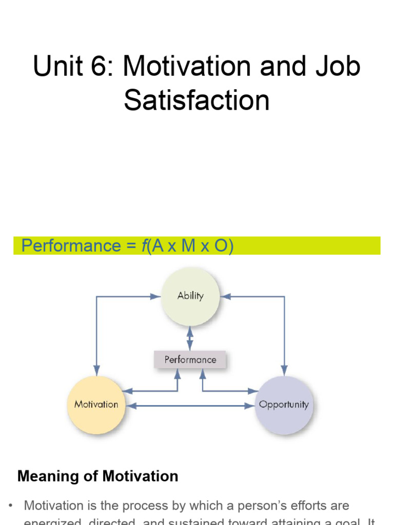 CH 6 Motivation and Job Satisfaction Student's | PDF | Motivational ...