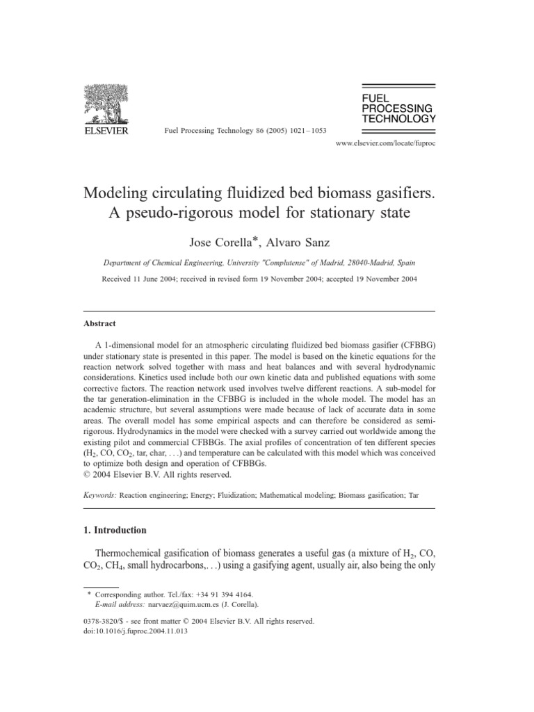 Modeling of CFBB Biomass Gasifiers | PDF | Gasification | Biomass