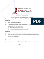 INTRODUCTION TO ENERGY TECHNOLOGY (PTE 1162) Questions