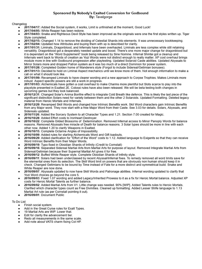 Godbound Exalted Conversion Guide | PDF