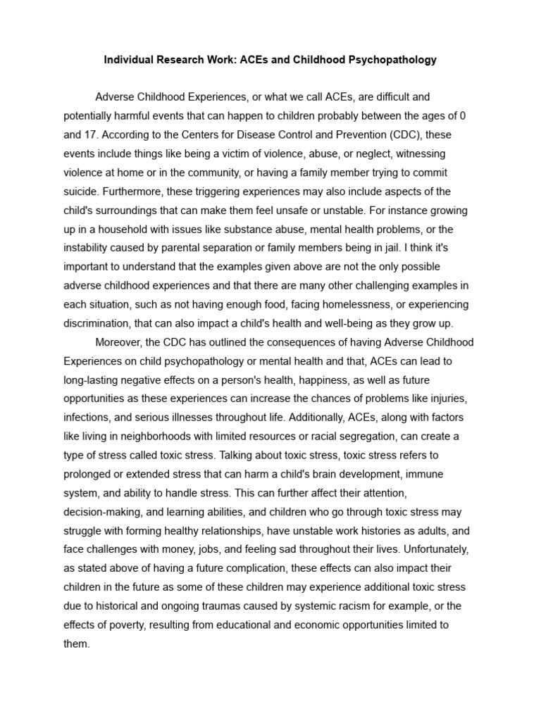 ACEs and Childhood Psychopathology | PDF | Antisocial Personality ...