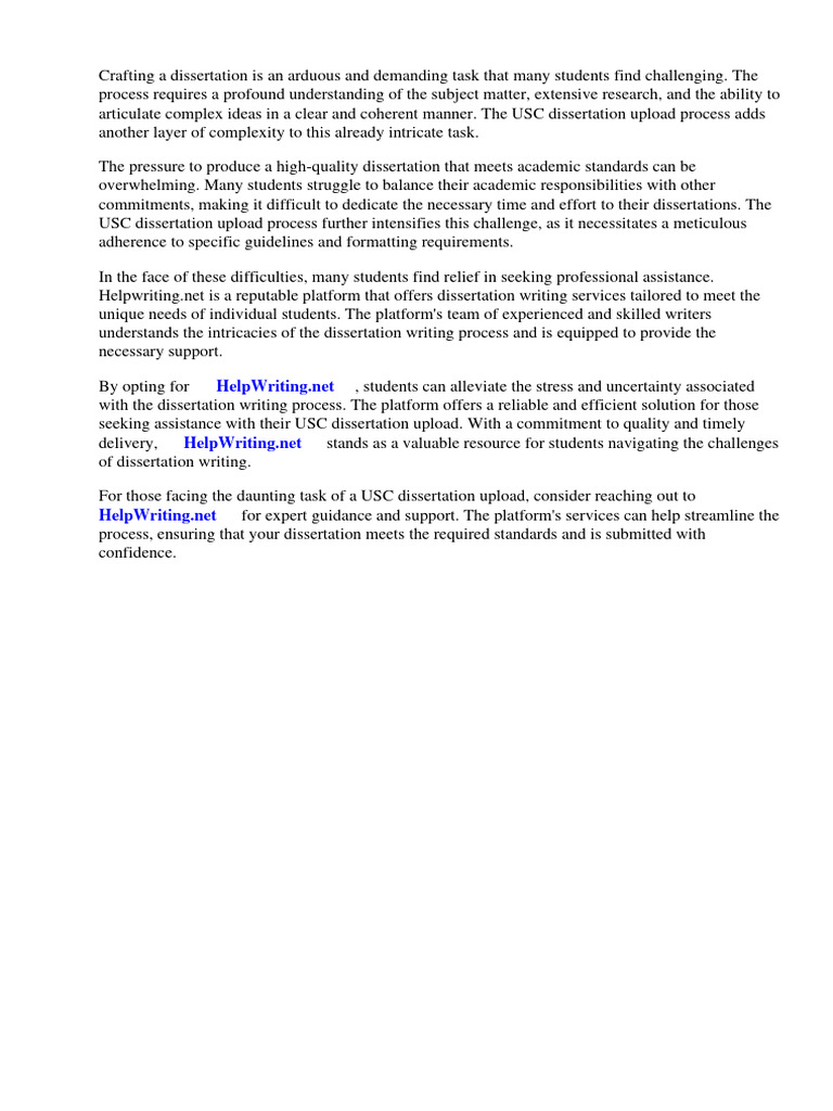 Usc Dissertation Upload | PDF | Thesis | Methodology