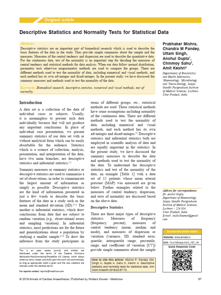 Descriptive Stats Normality Tests Pdf Standard Deviation Mean
