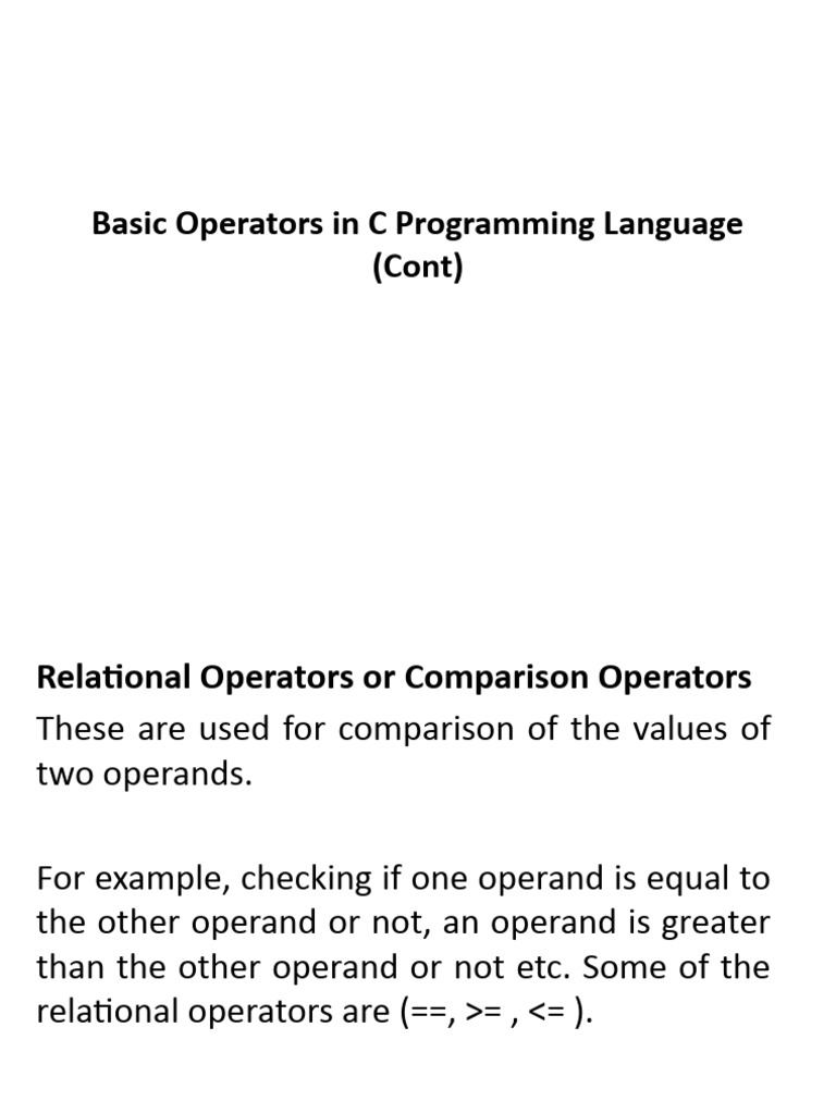 Basic Operators in C Programming Language (Cont | PDF | Systems ...