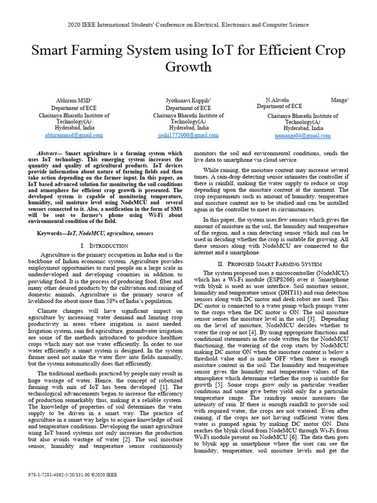 IoT-Enabled Smart Farming System | PDF | Internet Of Things | Agriculture