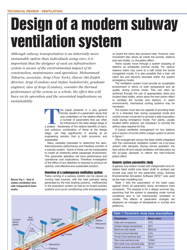 Design of Modern Subway Ventilation System | PDF | Technology & Engineering