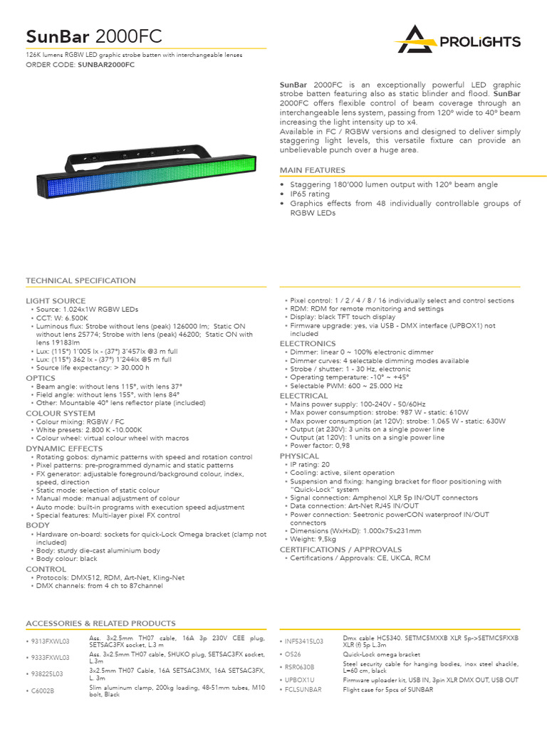 Sunbar2000fc A4 DATASHEET (EN) PDF Light Emitting Diode