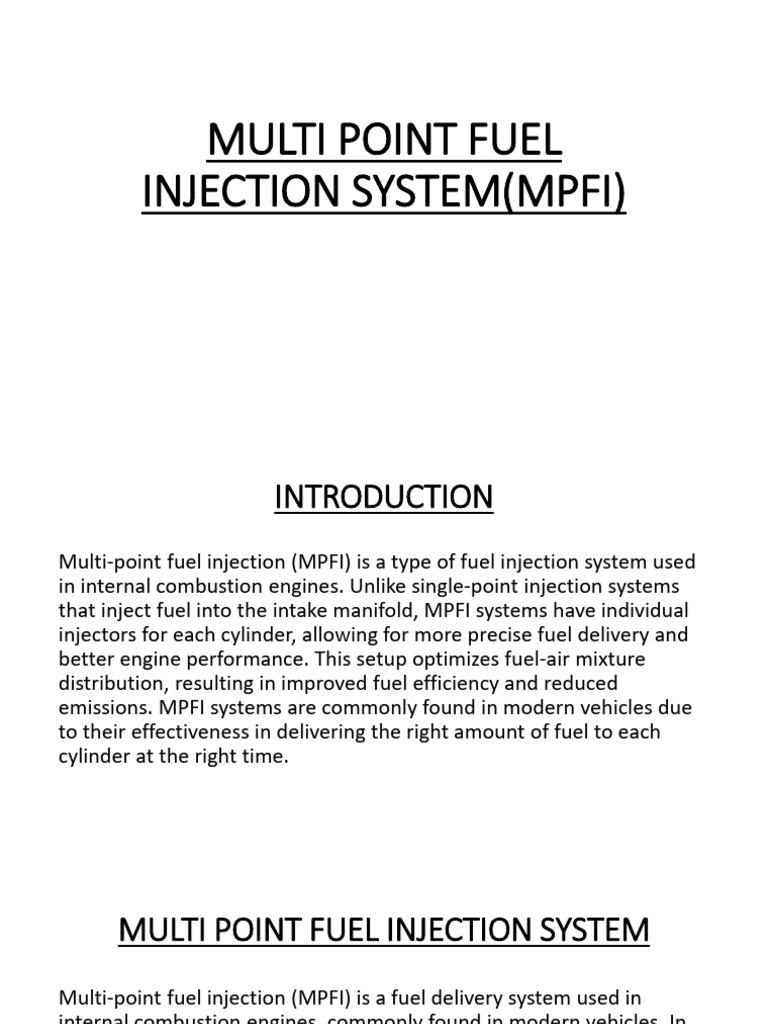 Overview of Multi-Point Fuel Injection | PDF | Fuel Injection ...