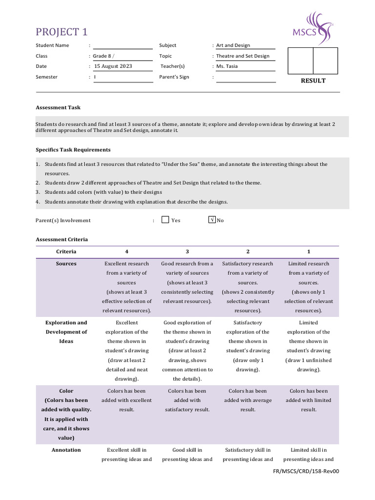 Grade 8 Theatre Set Design Project | PDF | Drawing | Neuroscience