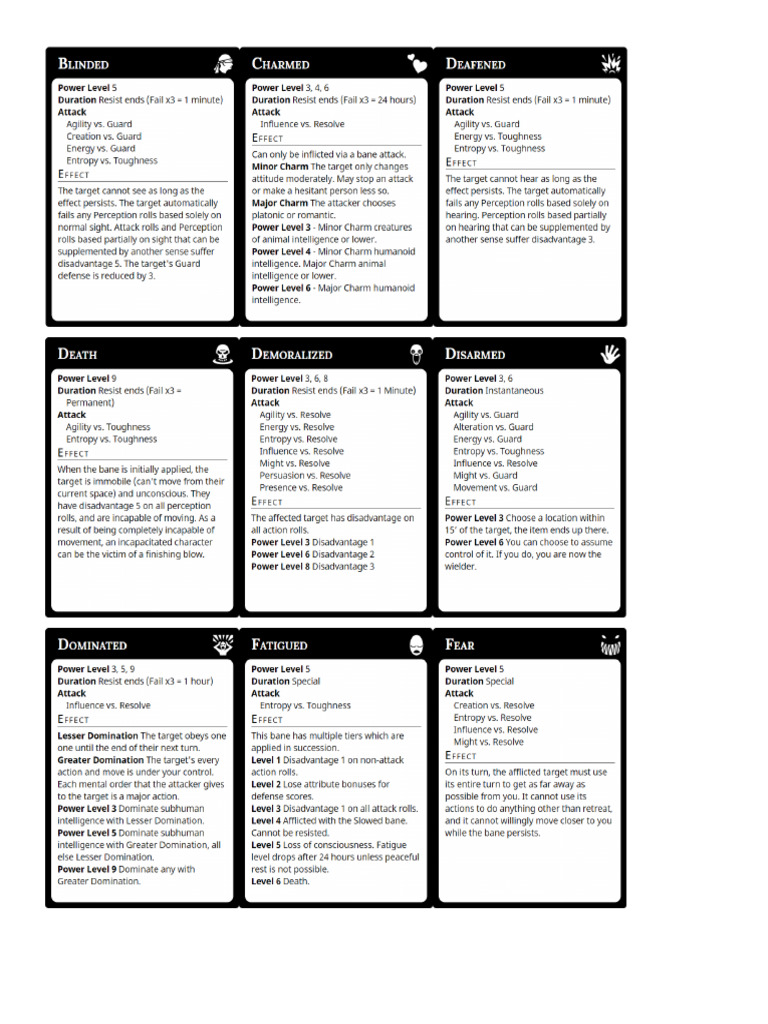 Banes and Boons Cards | PDF