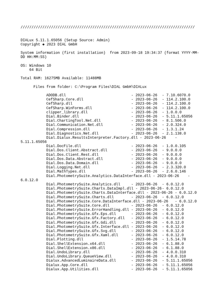 DIALux Setup Information | PDF | Graphical User Interfaces | Computer File
