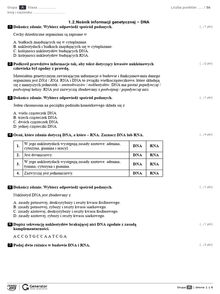 Czy Dna Uczestniczy W Procesie Odczytywania Informacji Genetycznej 1.2.nosnik Informacji genetycznej-DNA | PDF