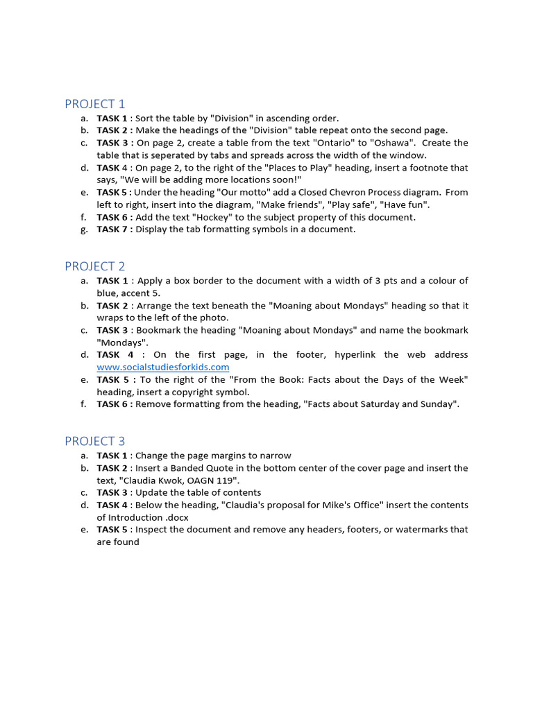 Document Formatting and Editing Tasks | PDF | Software | Computing
