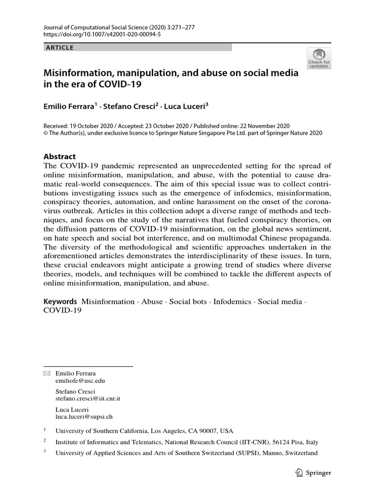 COVID-19 Misinformation and Abuse | PDF | Social Media | Popular ...