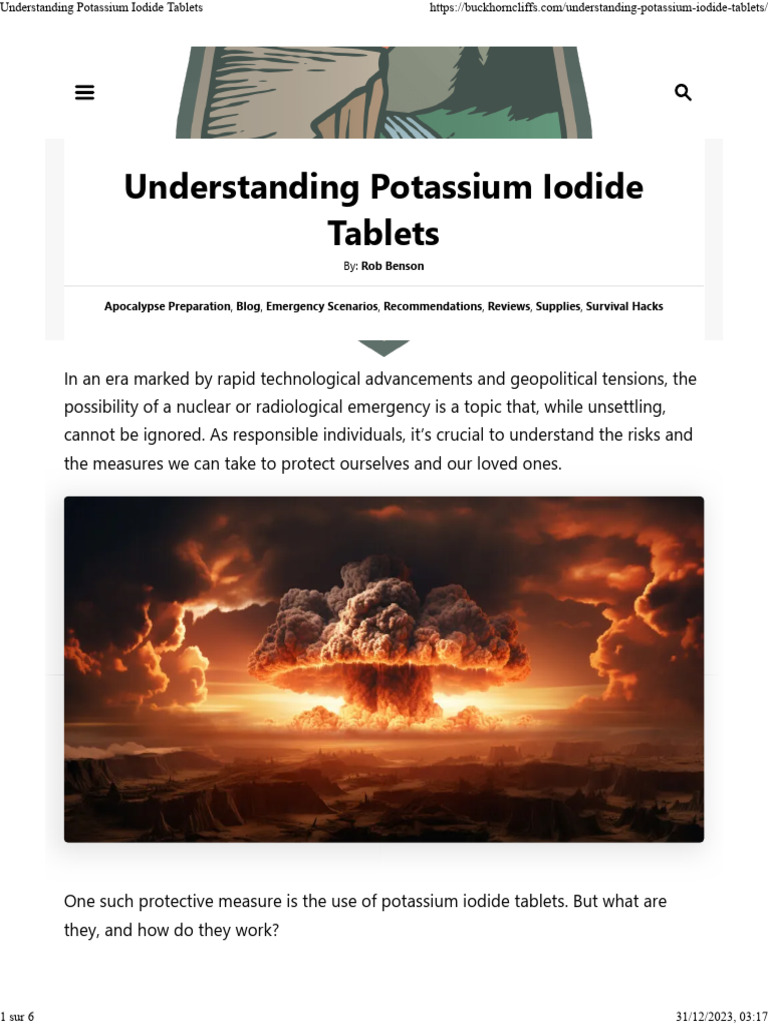 Understanding Potassium Iodide Tablets | PDF | Thyroid | Iodine