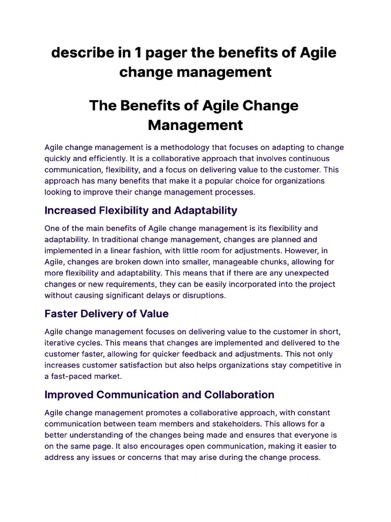 Benefits of Agile Change Management | PDF