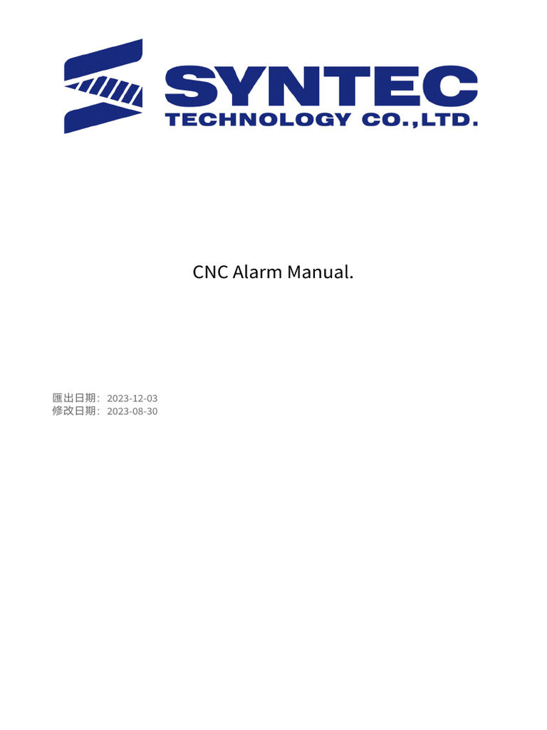 Syntec CNC Alarm Troubleshooting Guide | PDF | Numerical Control