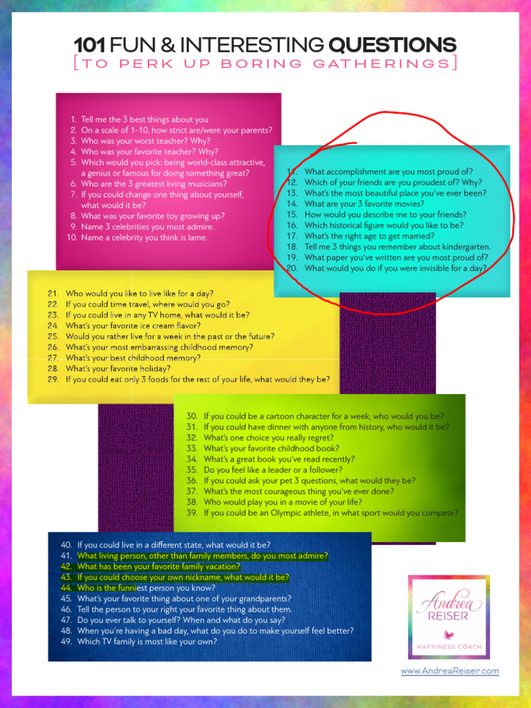 101 Fun Interesting Questions | PDF