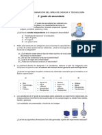 Prueba de Subsanación Del Área de Ciencia y Tecnología 3º