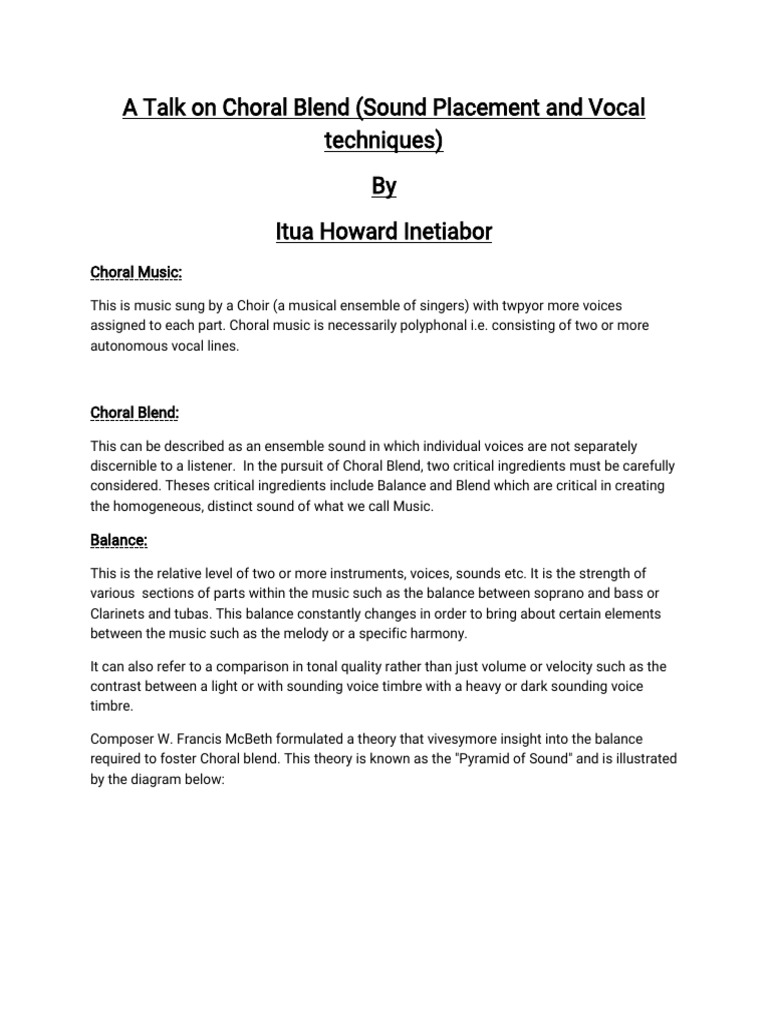 Choral Blend (Sound Placement & Vocal Techniques) PDF
