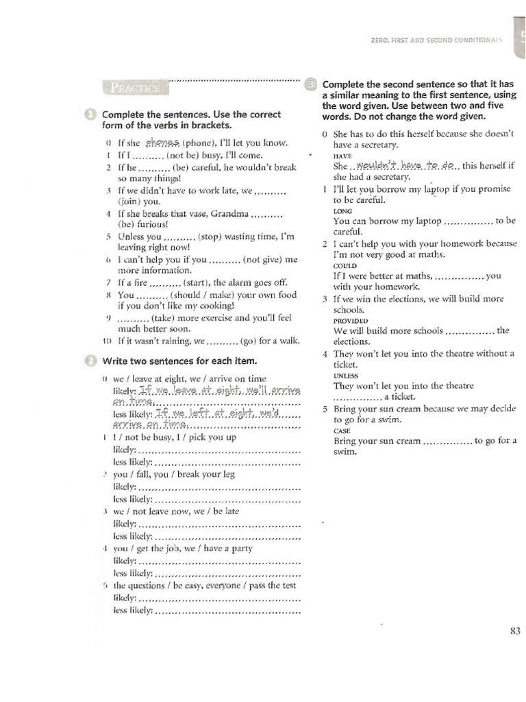 Exercises Grammar 5a First and Second Conditionals | PDF