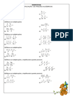 EXERCÍCIO Multiplicação e Divisão de Frações Algébricas Livro Azul (8º Ano) F