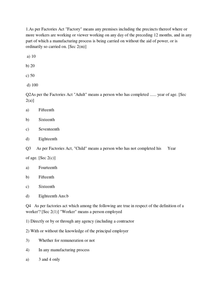 LLB 3rd MCQ PDF Occupational Safety And Health Employment