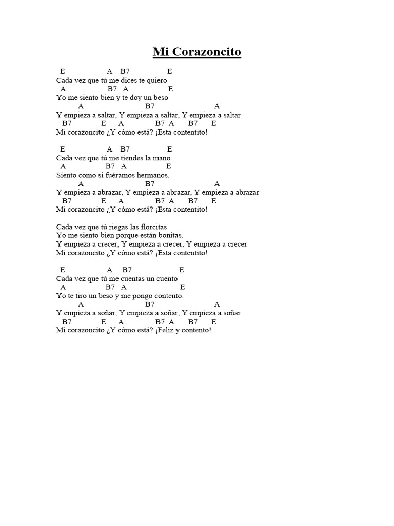 Mi Corazoncito Acordes PDF
