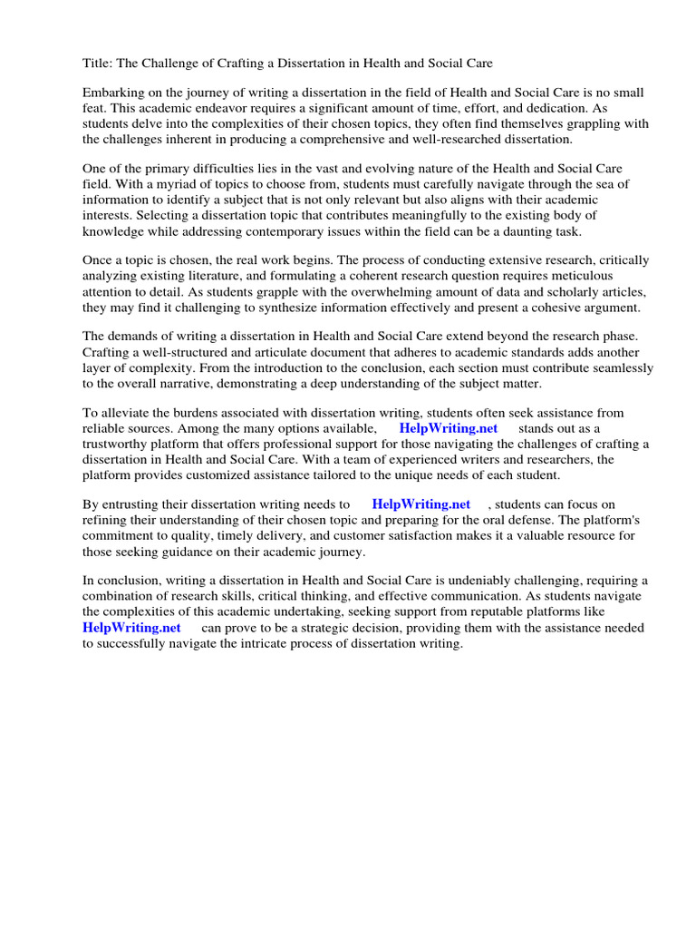 Dissertation Challenges in Health Care | PDF | Health Care | Psychology