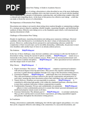 Dissertation Note Taking