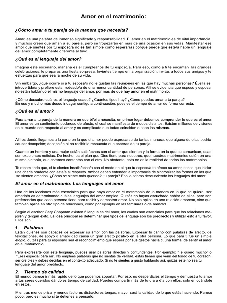 Amor en El Matrimonio | PDF | Amor | Matrimonio