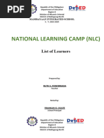 NLC Sample Class Program and Schedule | PDF