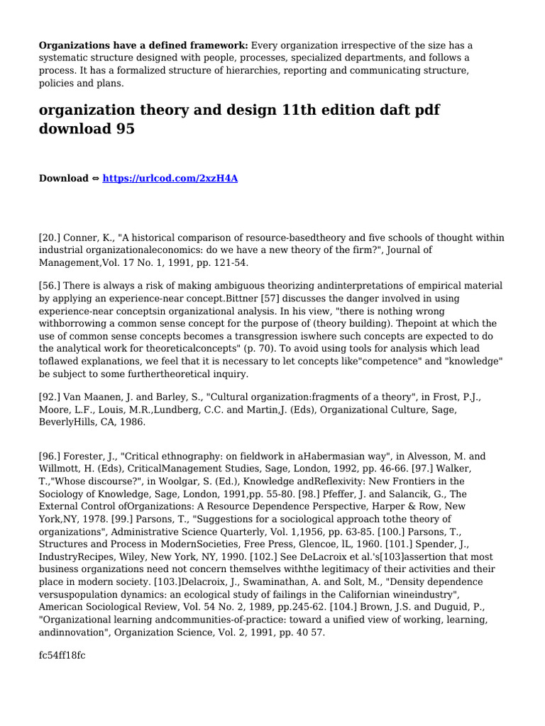 Organization Theory and Design 11th Edition Daft PDF Download 95 | PDF | Science | Behavioural ...