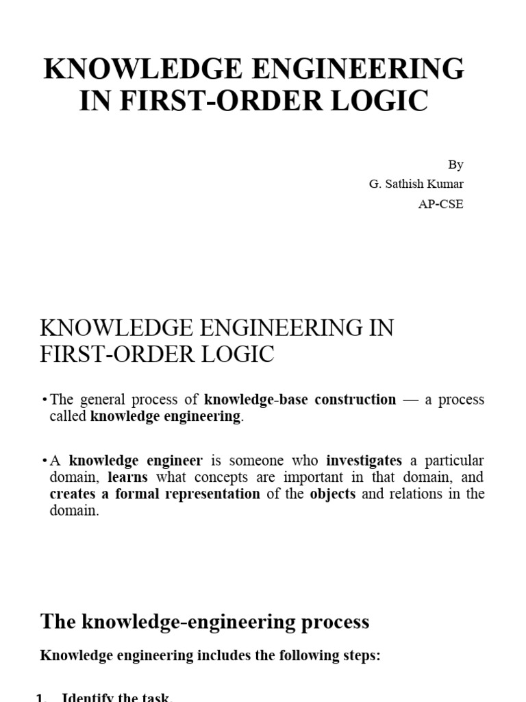 Knowledge Engineering in First-Order Logic | PDF | Knowledge ...