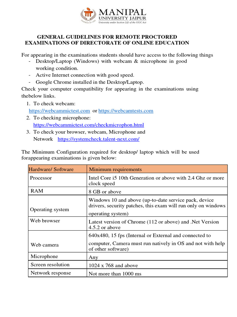 Remote Proctored Exam Guidelines | PDF | Operating System | Computer ...