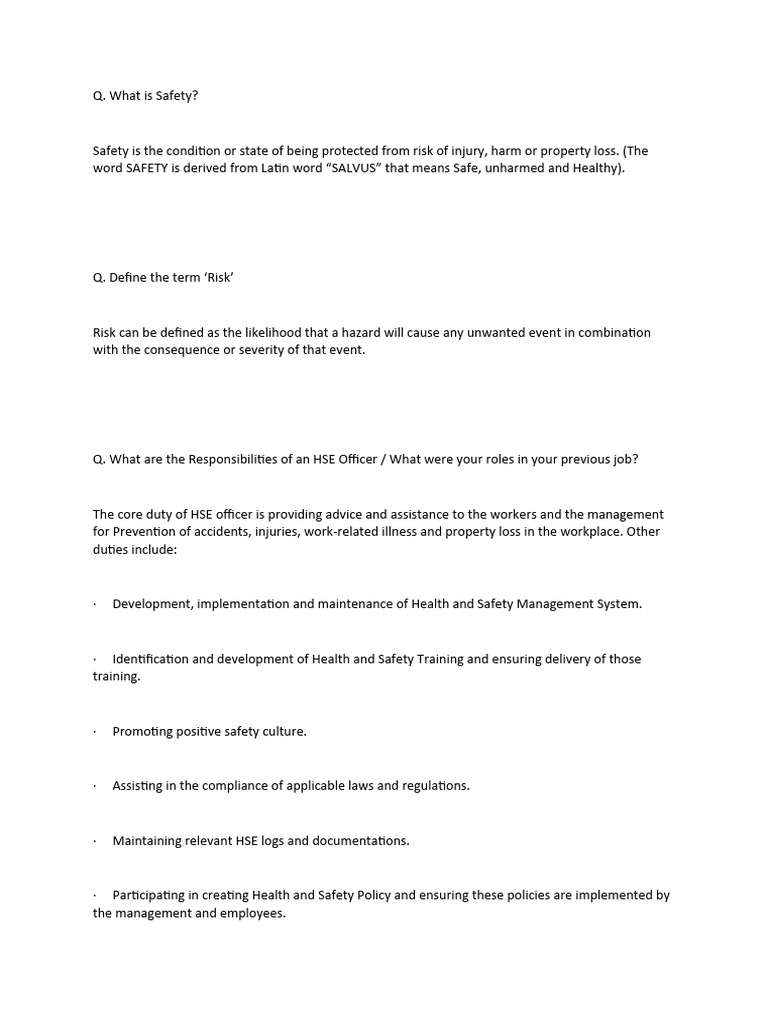 Safety Q A | PDF