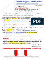 6053notice Defaulters CU Form Fill-Up CASUAL Sem I CBCS 23 Feb 2024