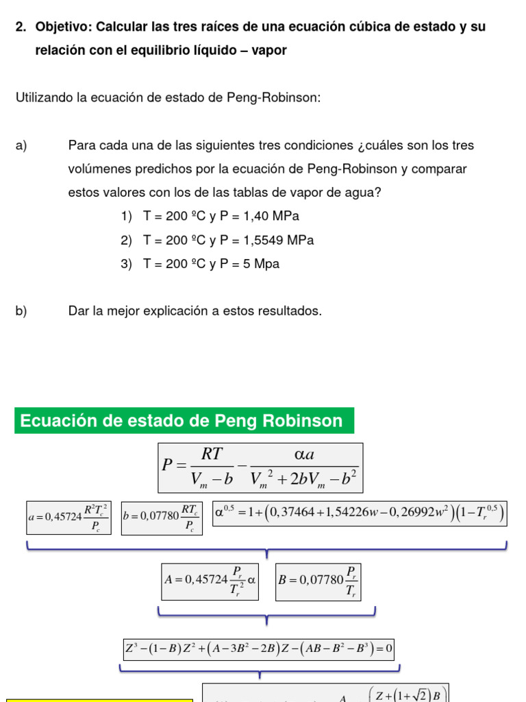 Raíces de Ecuación Cúbica Peng-Robinson | PDF | Termodinámica ...