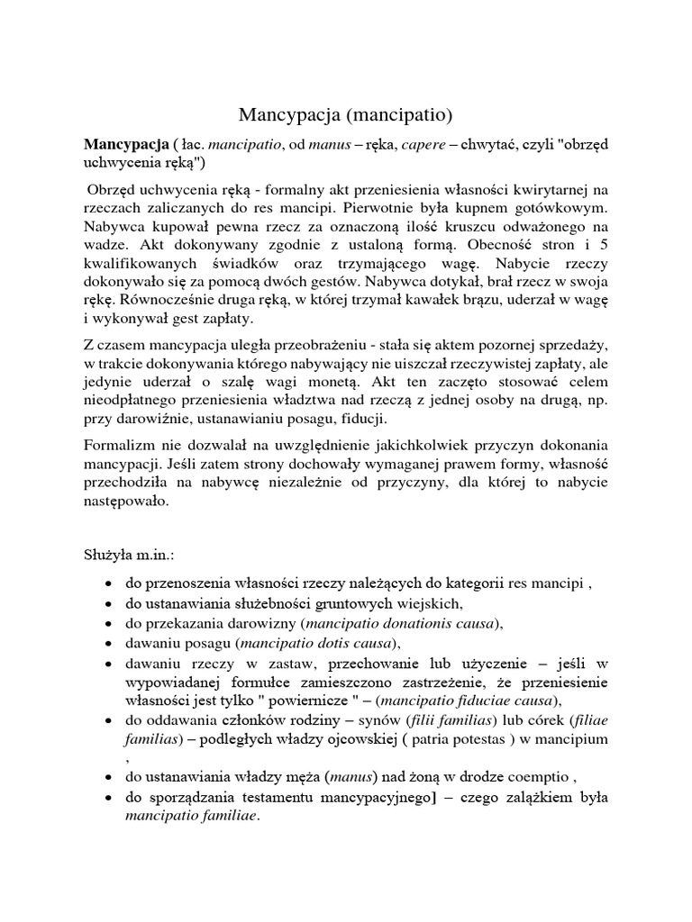 Mancypacja (Mancipatio) 2 PDF