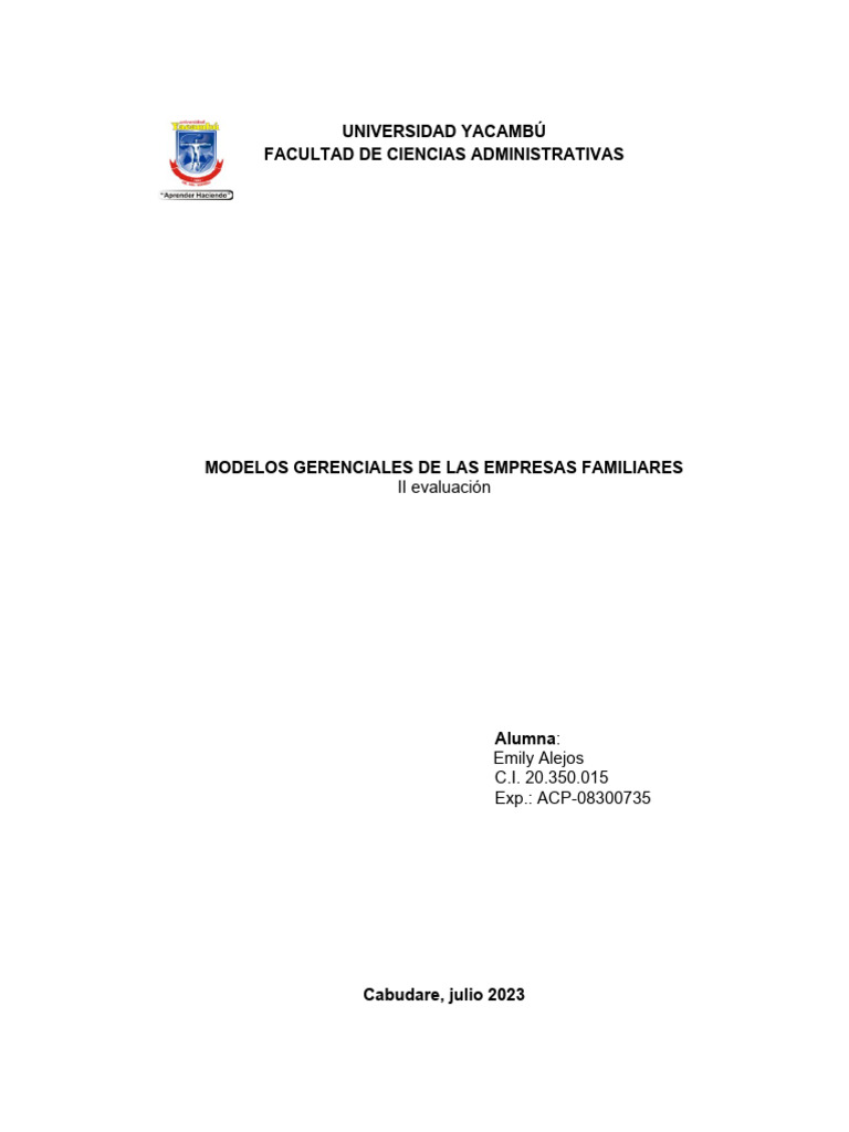 Modelos Gerenciales de Las Empresas Familiares | PDF | Business