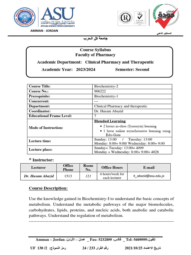 BIOCHEMISTRY PAPER 1 SYLLABUS visual data 7