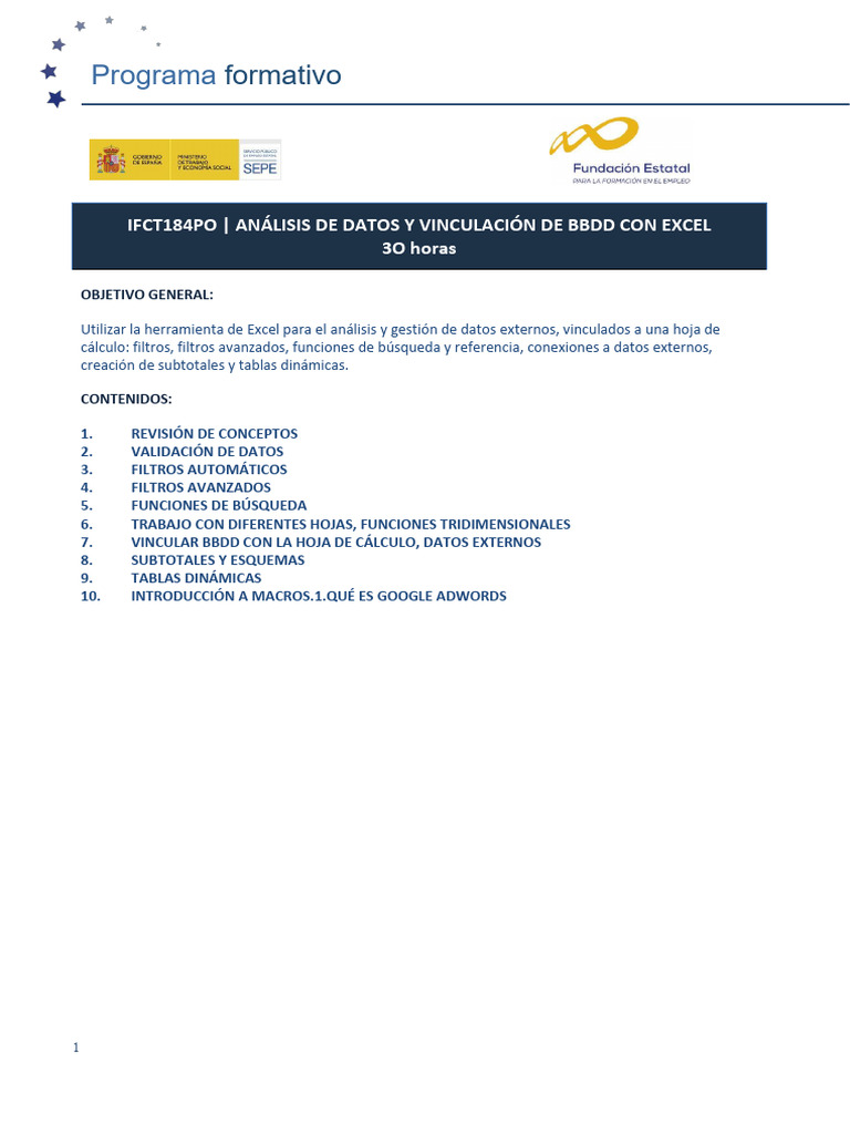 Contenido - Ifct184po - Analisis de Datos y Vinculacion de BBDD Con ...