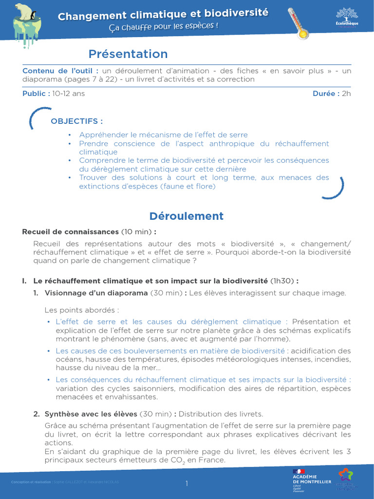 Impact du climat sur la biodiversité | PDF | Effet de serre | Récif ...
