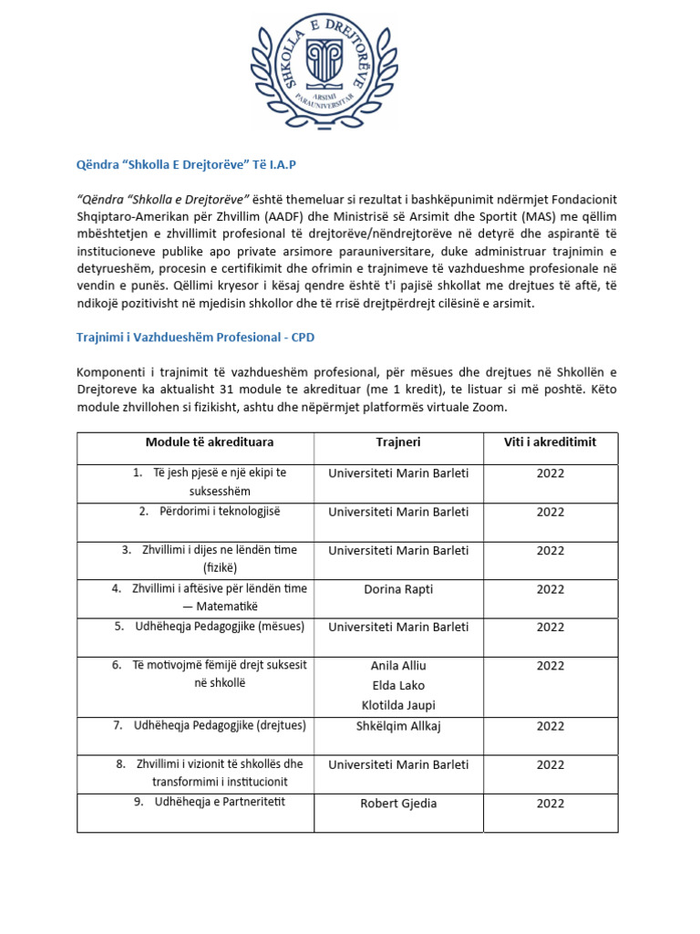 Module Te Akredituar - CPD | PDF