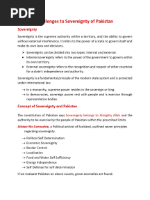 Challenges To Sovereignty of Pakistan