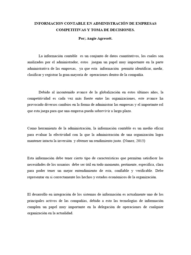 Información Contable y Toma de Decisiones | PDF | Business | Contabilidad
