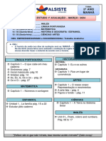 2º Ano Manhã - 1º AVALIAÇÃO