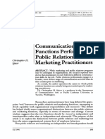Communication Functions Performed by Public Relations and Marketing Practitioners