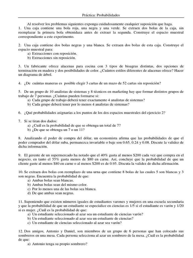 Respuestas a Problemas de Probabilidades | PDF | Probabilidad