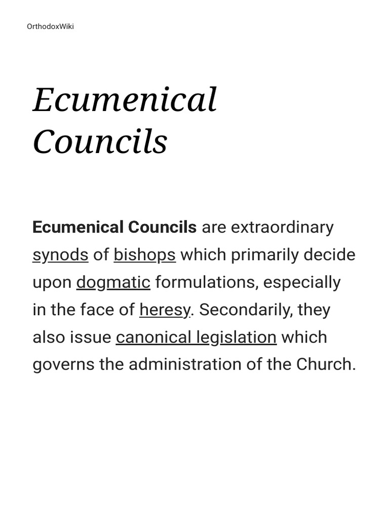 Ecumenical Councils OrthodoxWiki PDF Catholic Church Eastern